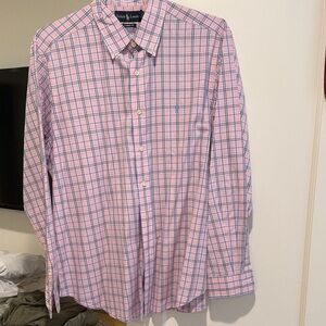 Ralph Lauren Polo Men's Pink and Blue Checkered Shirt